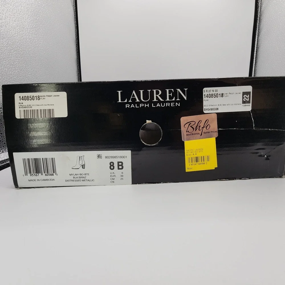 Lauren Ralph Lauren Mylah Stretch Metallic Ankle Boots Womens Size 8B NEW in Box